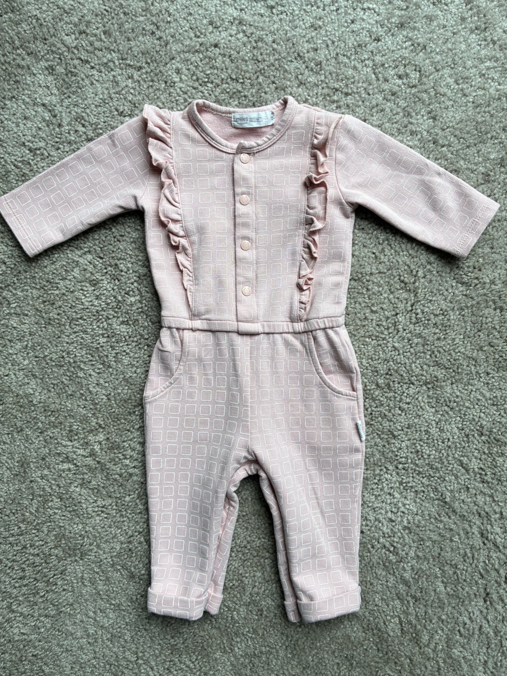 Miles the Label Baby Girls' Soft Pink Ruffle One-Piece Bodysuit
